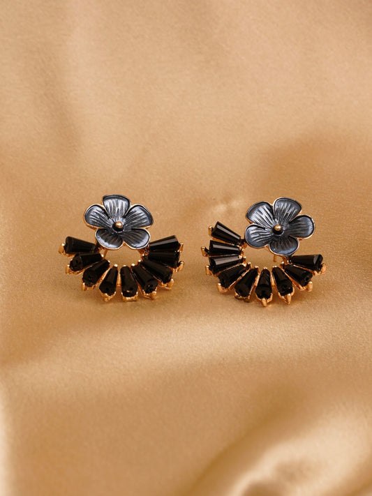 Midnight Bloom Fan Earrings