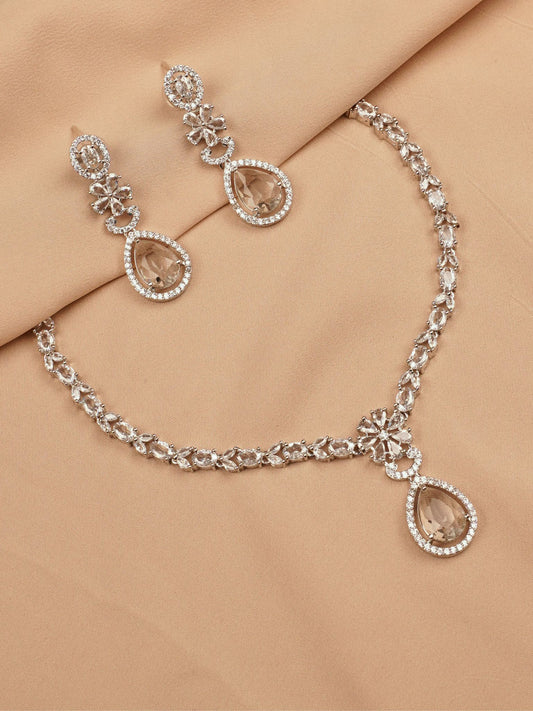 Crystal Teardrop Statement Necklace Set