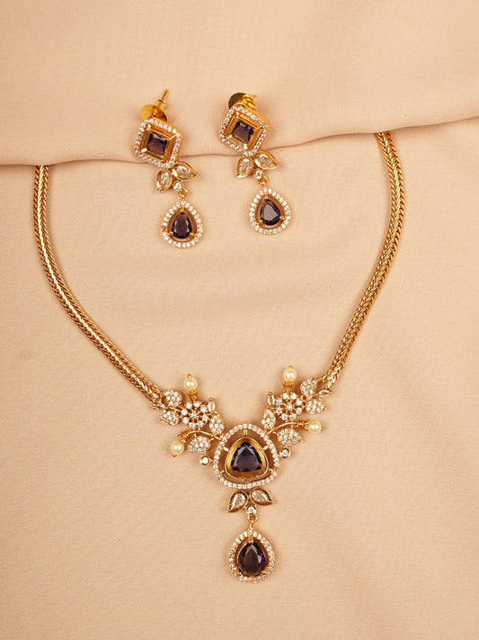 Royal Orchid Purple Pearl Necklace Set