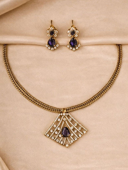 Geometric Crystal Pendant Necklace Set