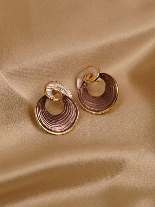 Mocha Enamel Sculpted Statement Earrings