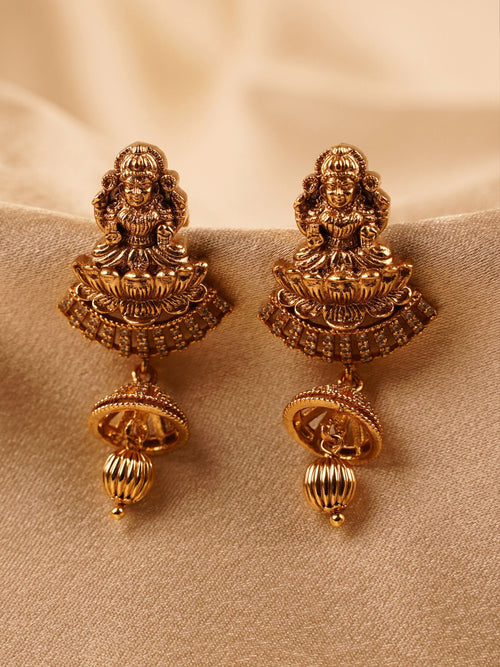 Lakshmi Idol Temple Drop Earrings