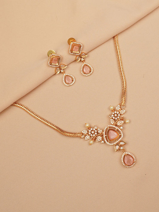Blush Rose Crystal Necklace Set
