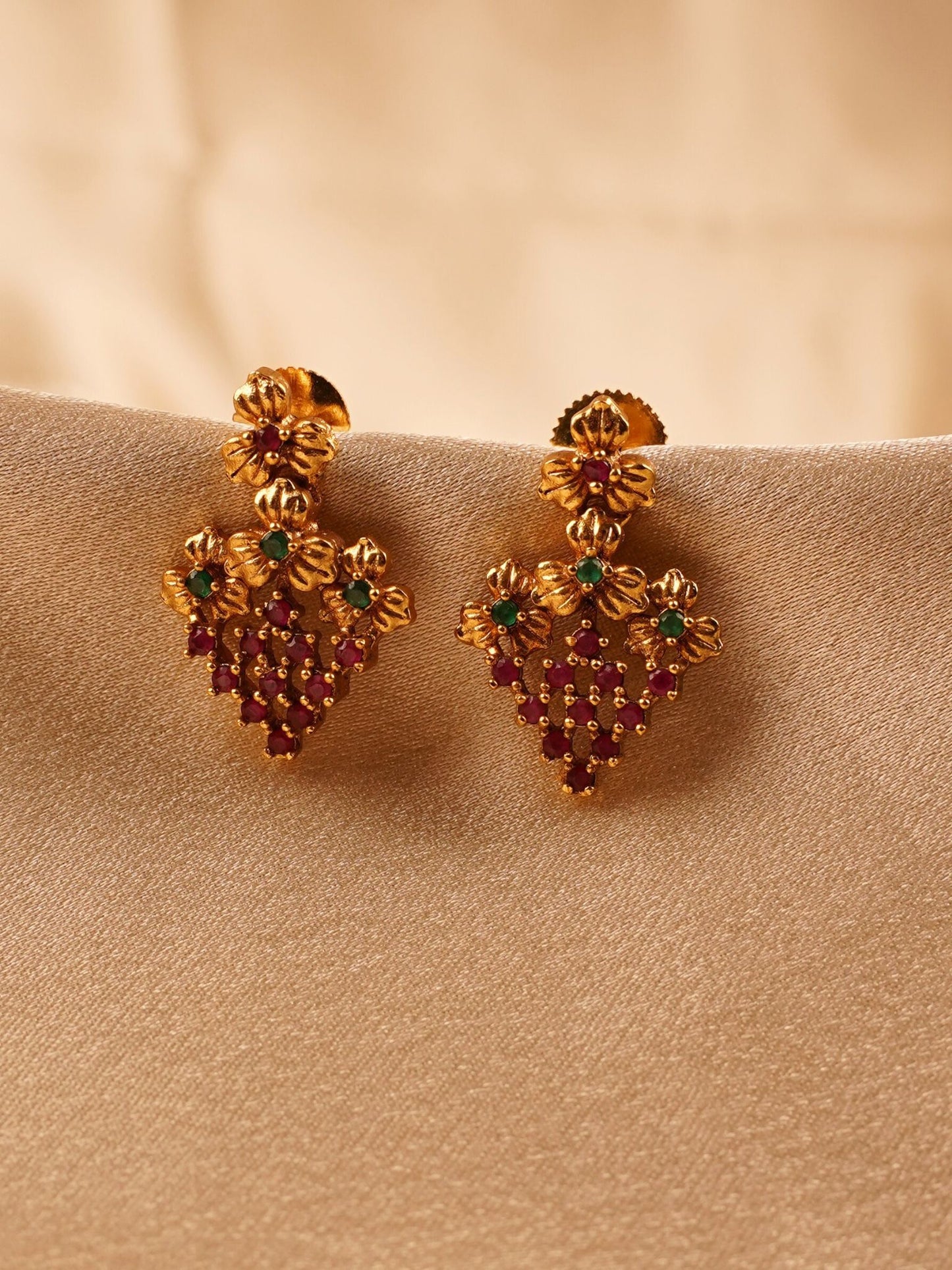 Ruby Bloom Antique Drop Earrings