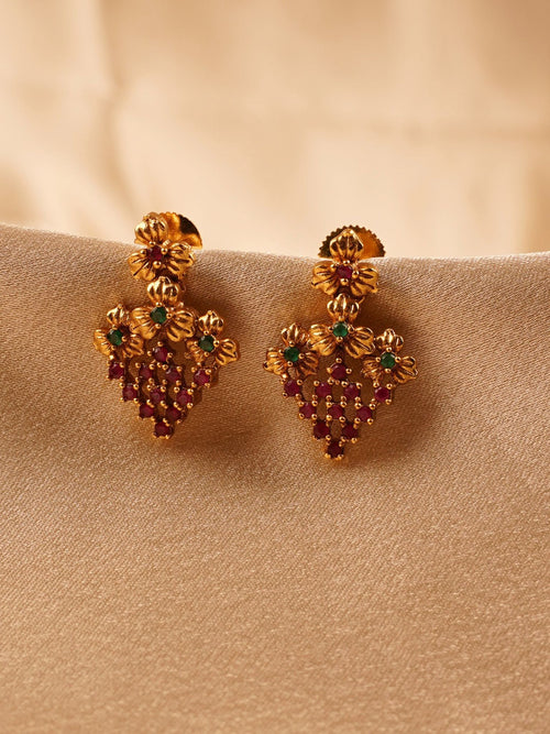 Ruby Bloom Antique Drop Earrings
