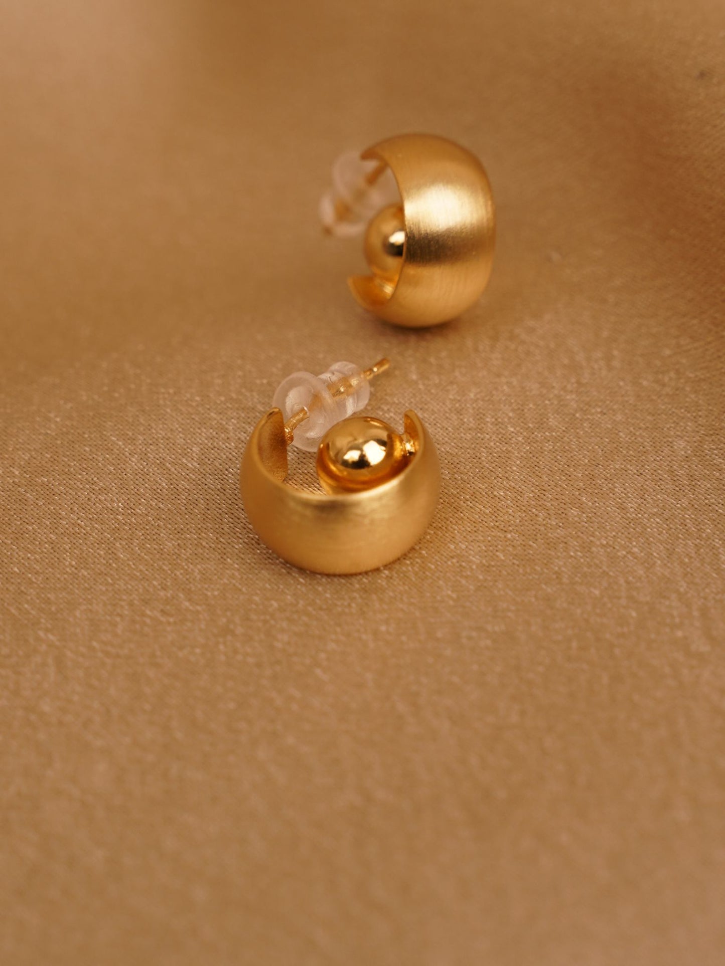Luna Orb Gold Stud Earrings