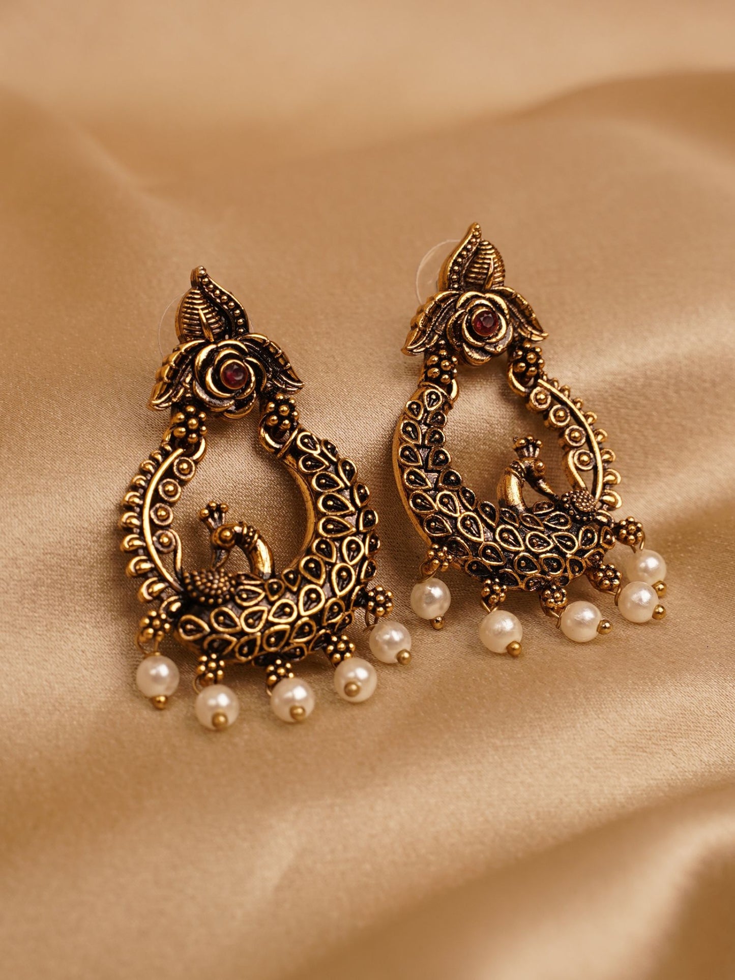 Royal Mayura Chandbali Earrings