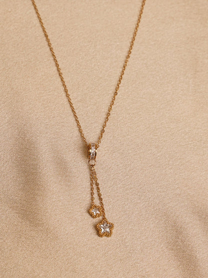 Twin Star Drop Pendant Necklace