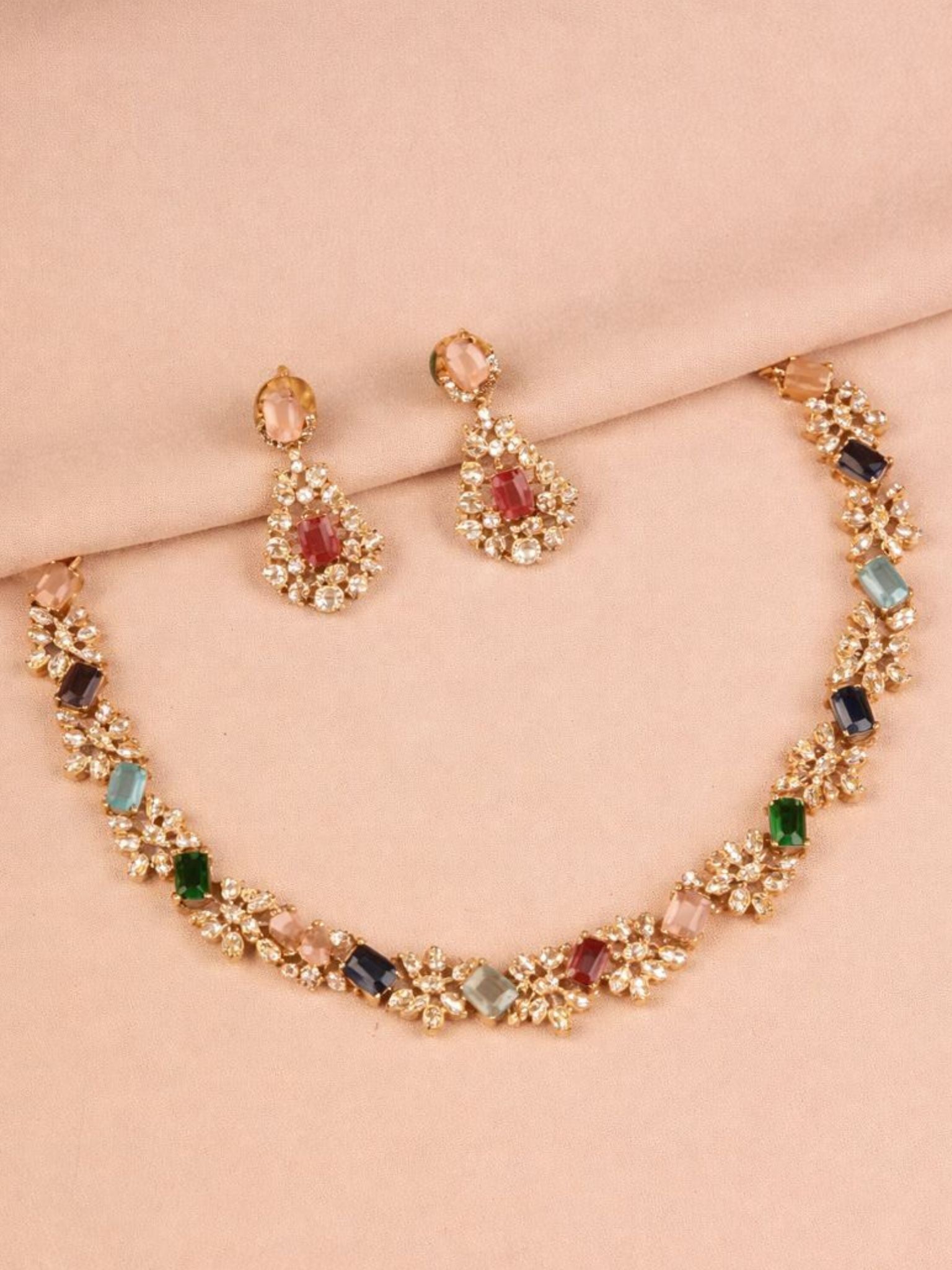 Pastel Stone Elegant Necklace Set