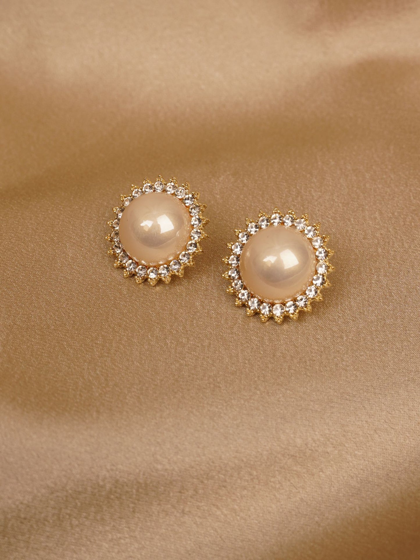 Royal Pearl Halo Stud Earrings