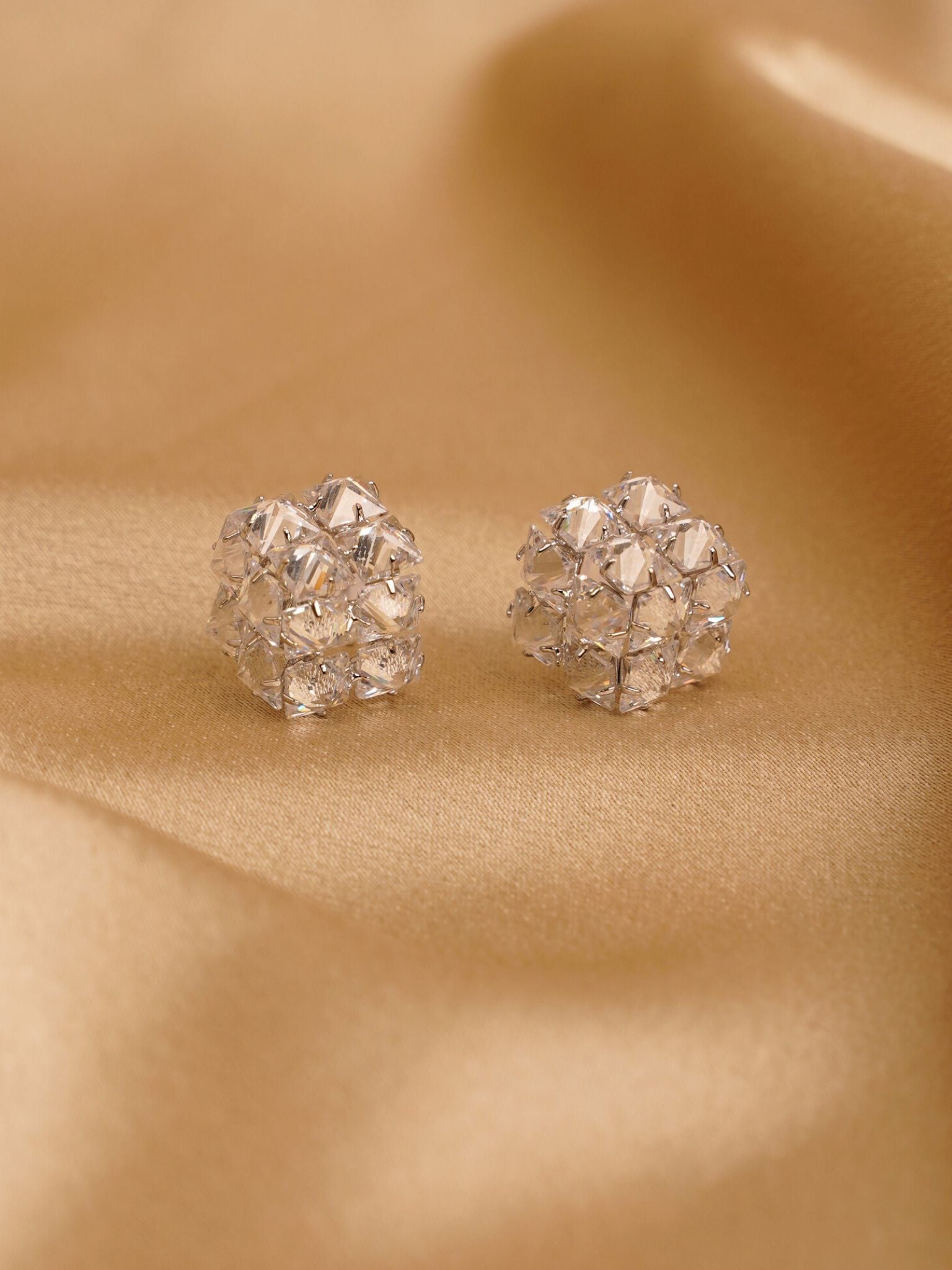 Crystal Cluster Dome Stud Earrings