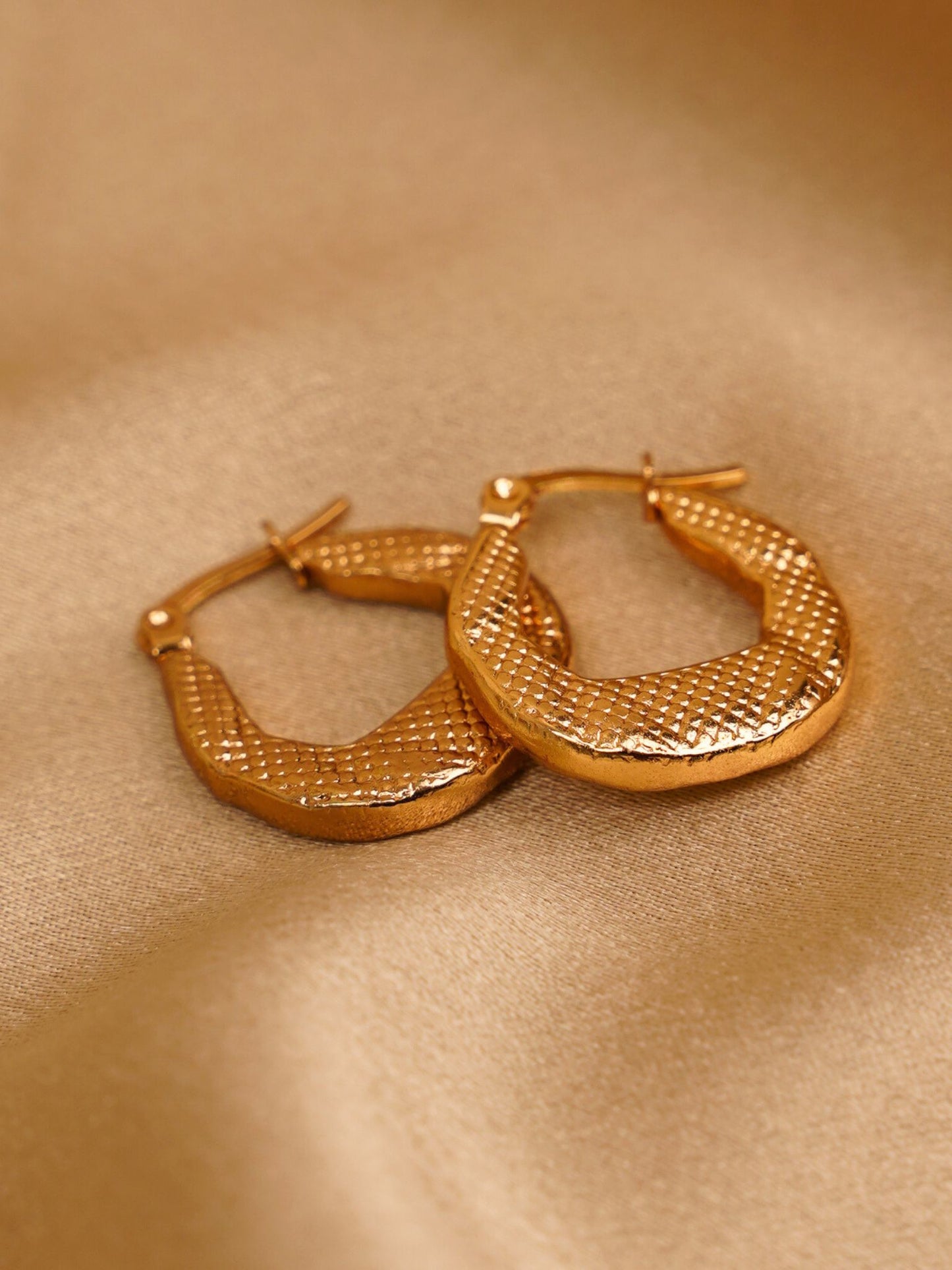 Textured Gold Hoop Earrings