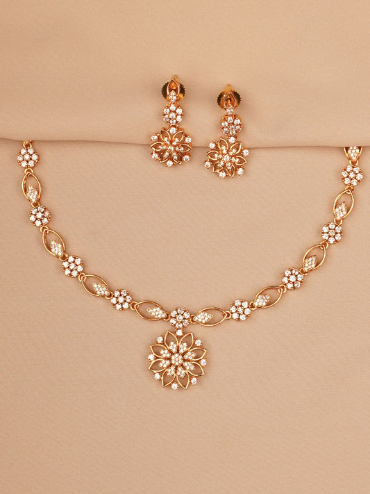 Golden Blossom Crystal Necklace & Earrings Set