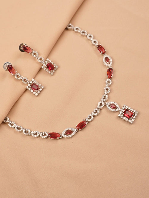 Red Crystal Diamond-Cut Necklace Set