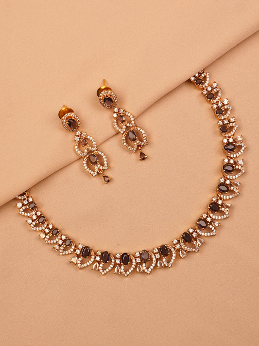 Purple Stone Gold Plated Necklace Set