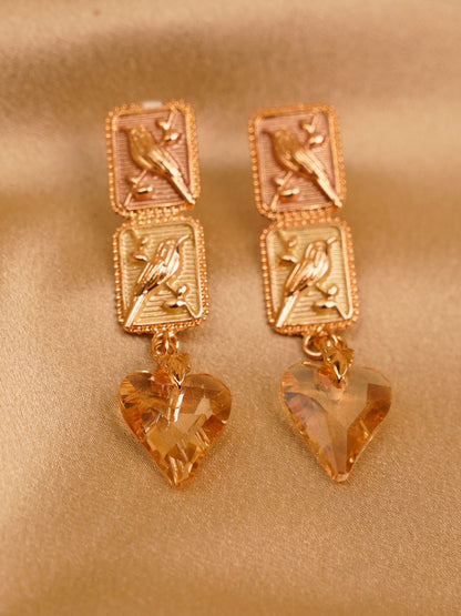 Amber Sparrow Heart Drop Earrings
