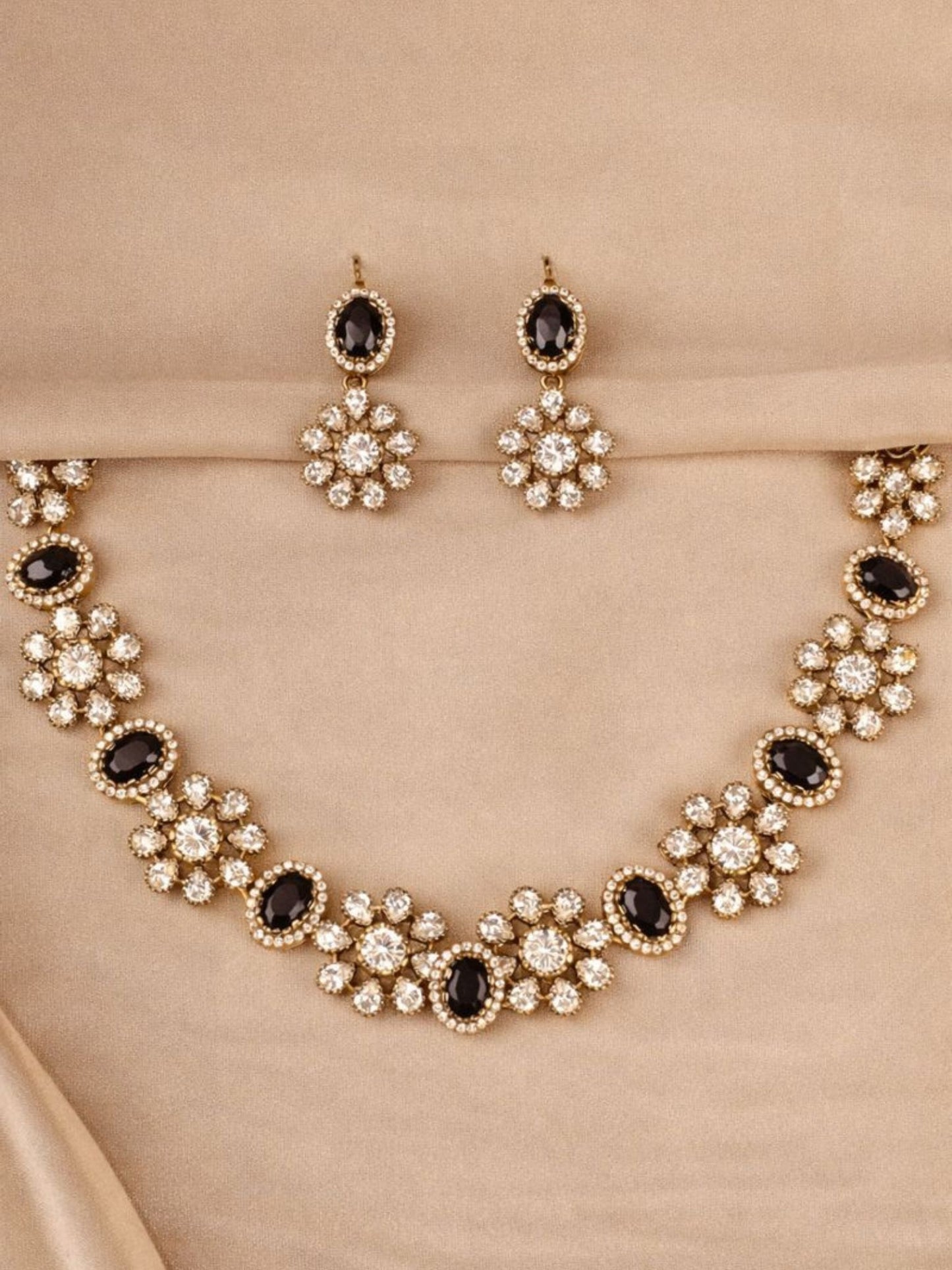 Purple & Crystal Floral Necklace Set