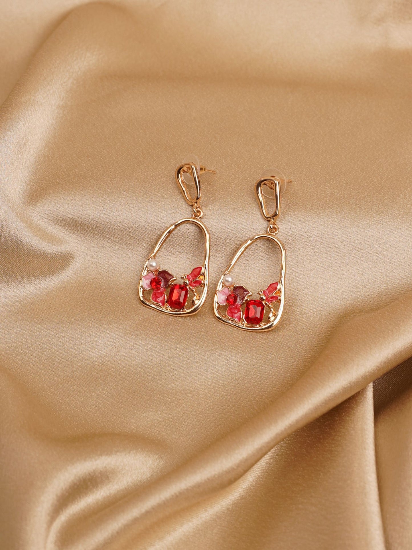 Scarlet Bloom Drop Earrings