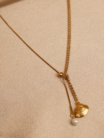 Golden Seashell Drop Necklace