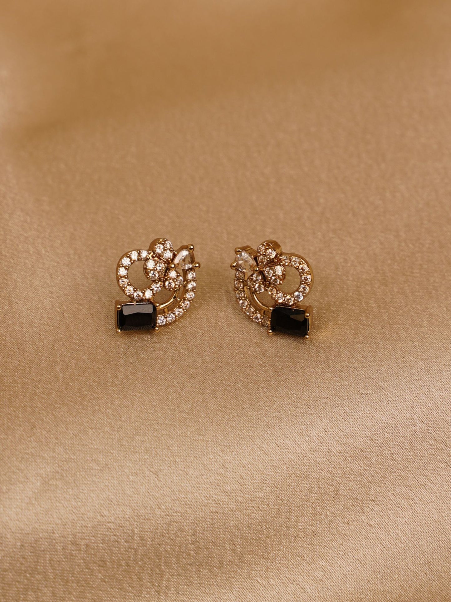 Midnight Bloom Crystal Stud Earrings