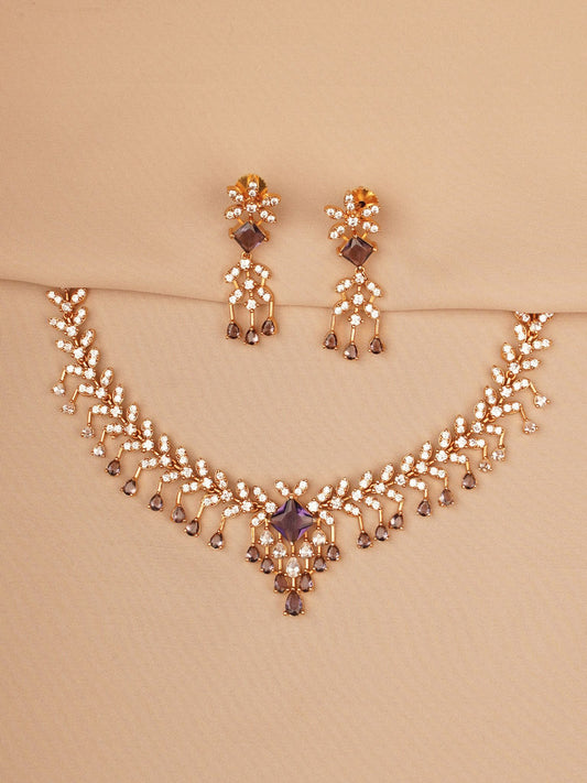 Ethereal Crystal Leaf-Chain Designer Necklace Set
