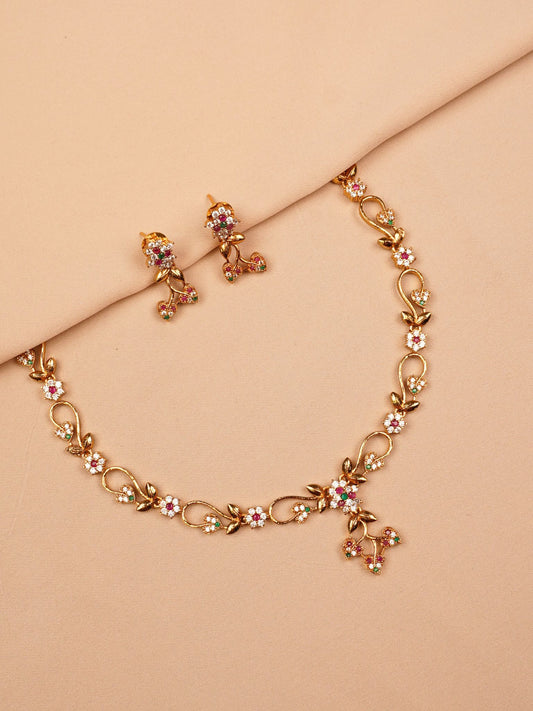 Floral Petite Crystal Necklace Set