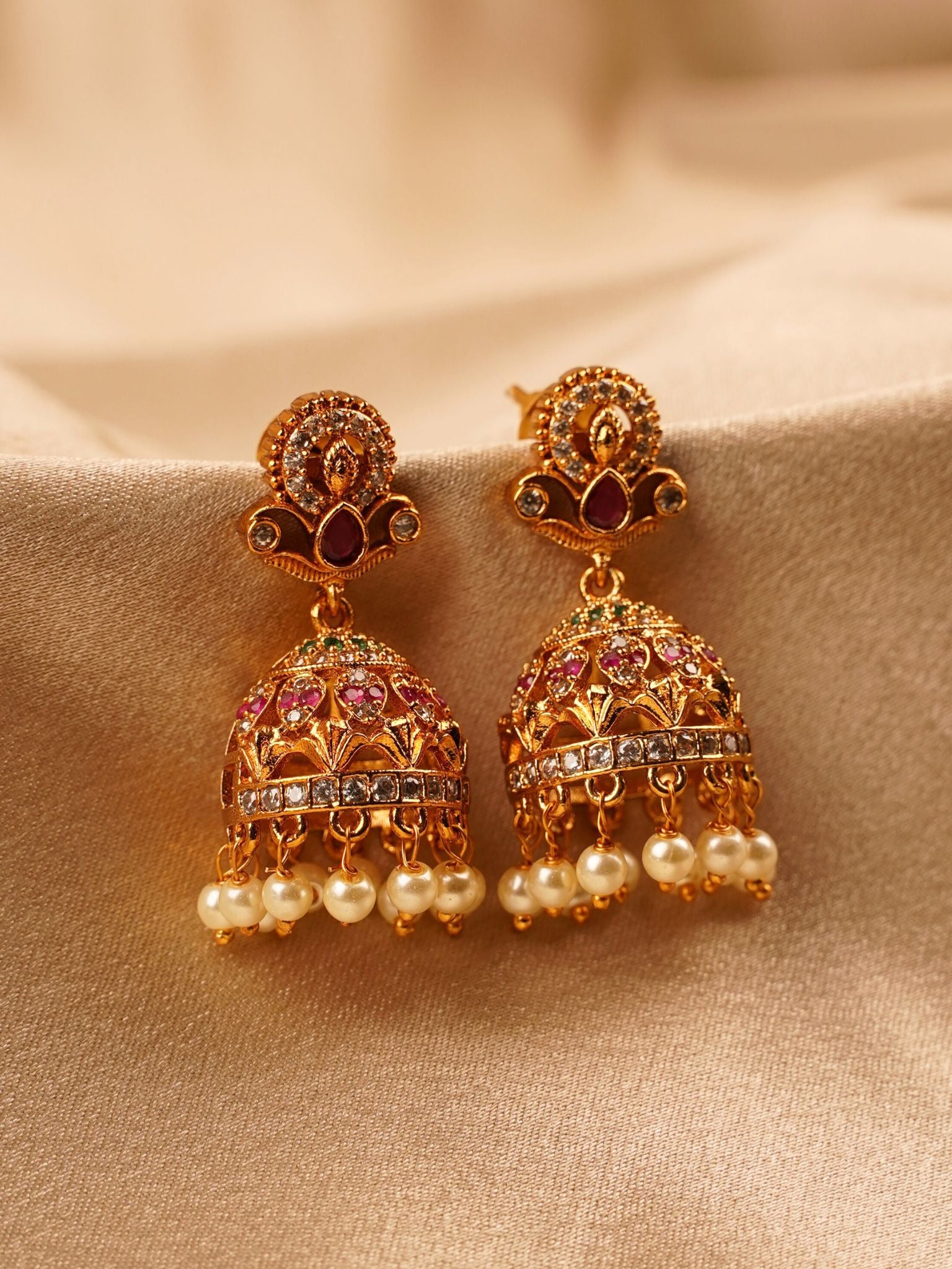 Ruby Lotus Temple Jhumka