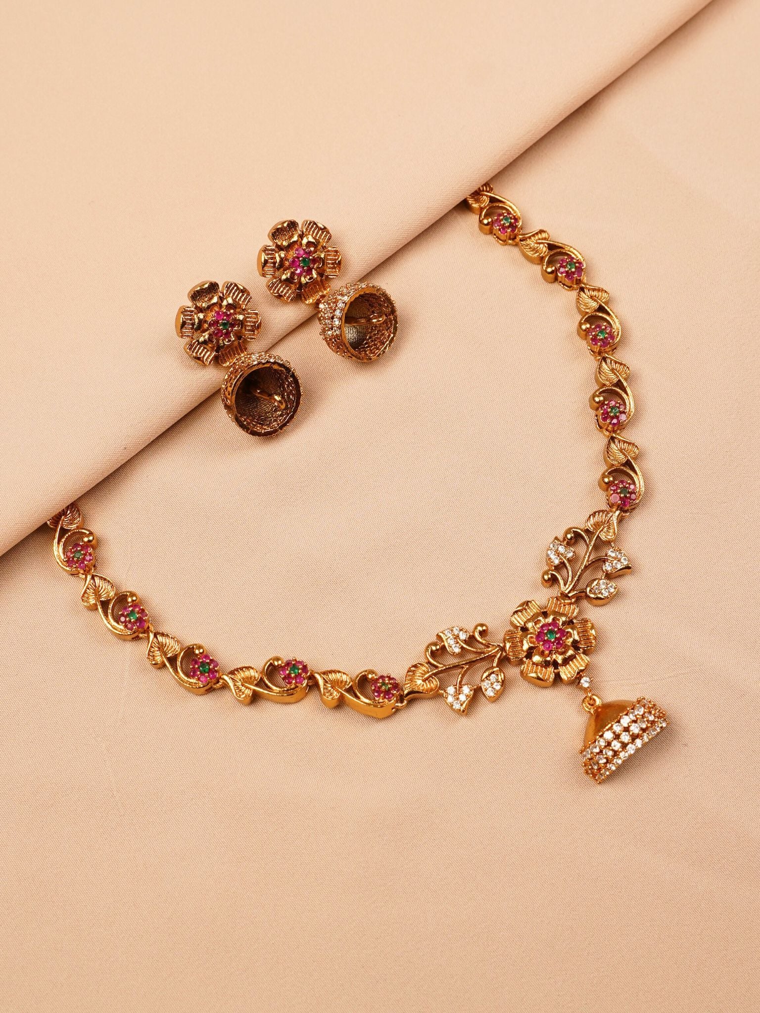 Ruby Floral Necklace Set