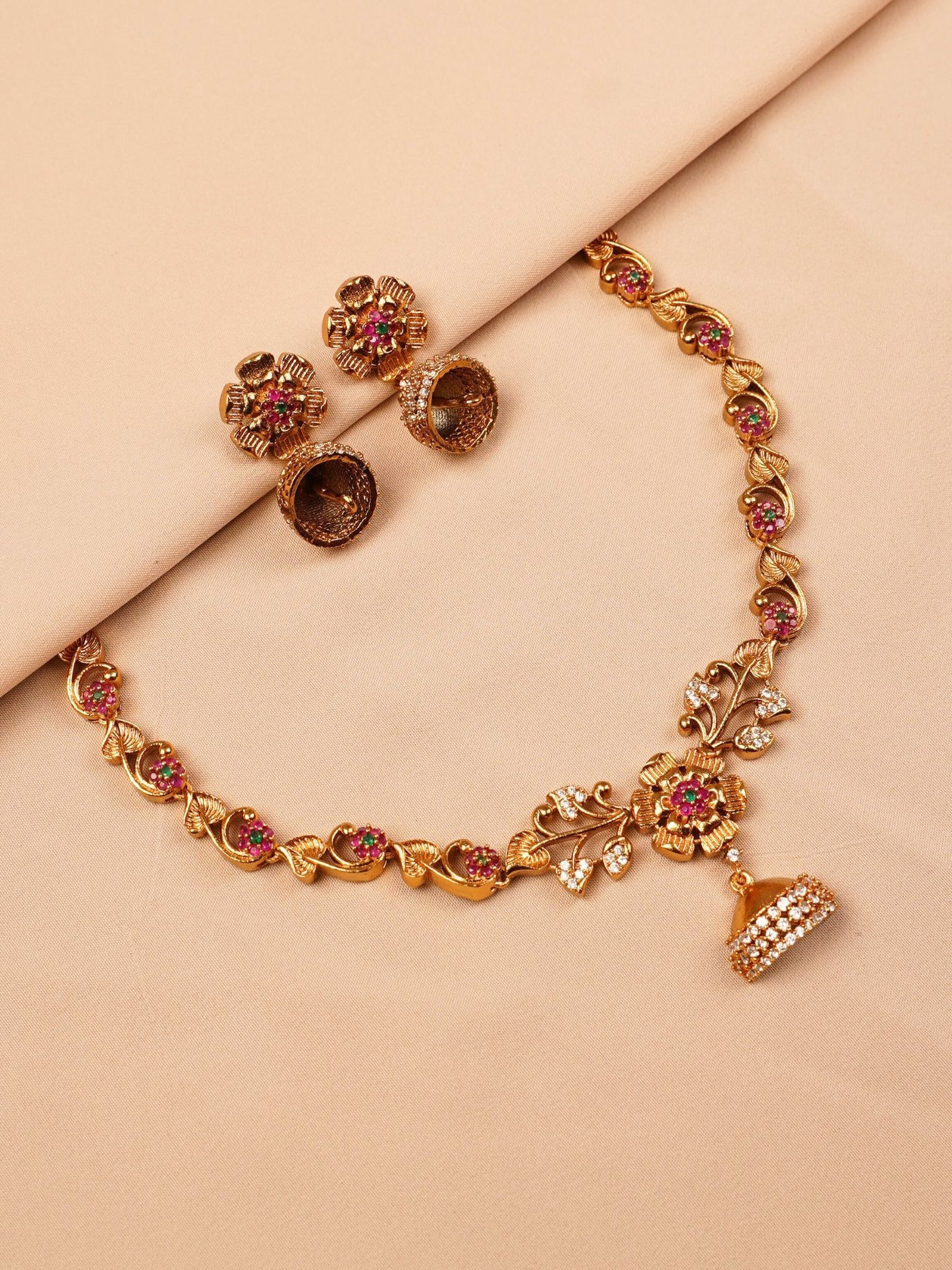 Ruby Floral Necklace Set