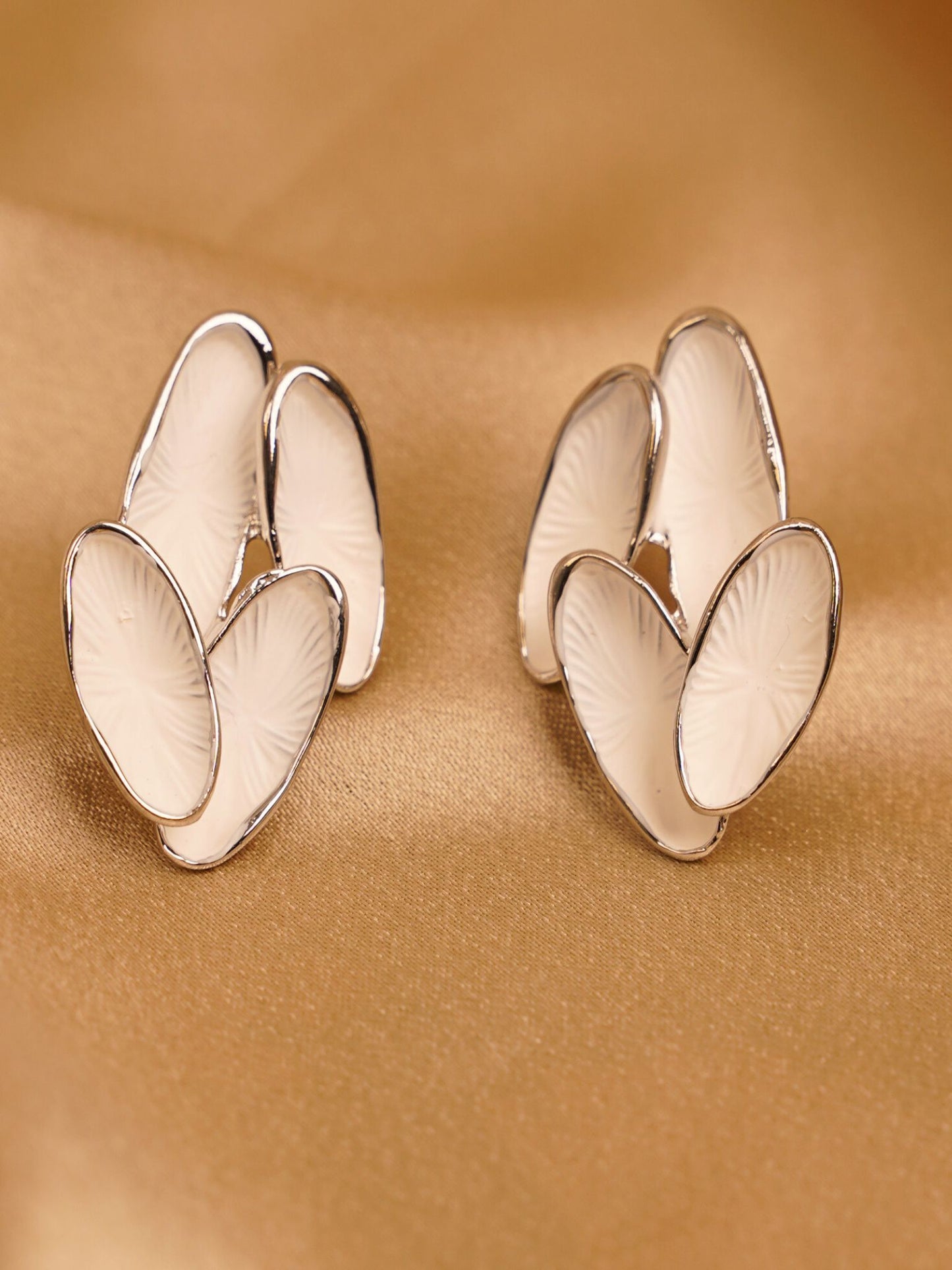 Pearl Petal Silver Stud Earrings