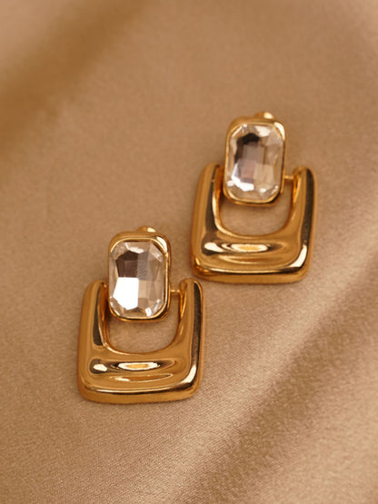 Kaithra Regal Frame Crystal Drop Earrings