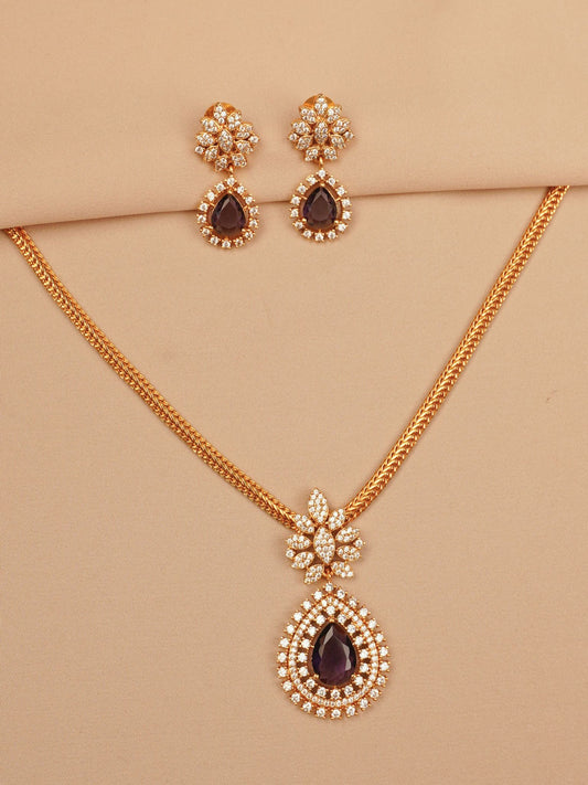 Amethyst Purple Royal Teardrop Necklace Set