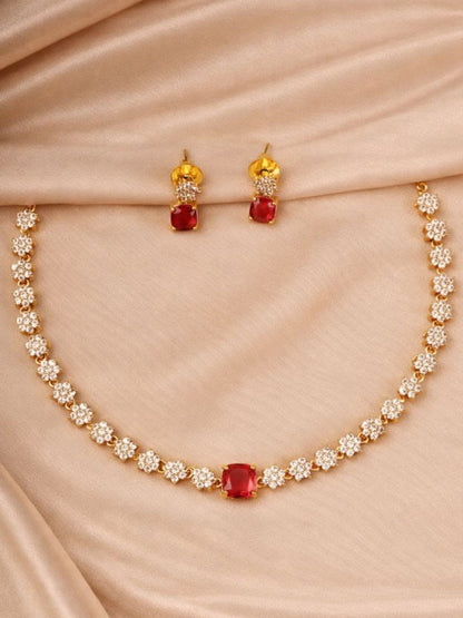 Ruby Bloom Crystal Necklace Set