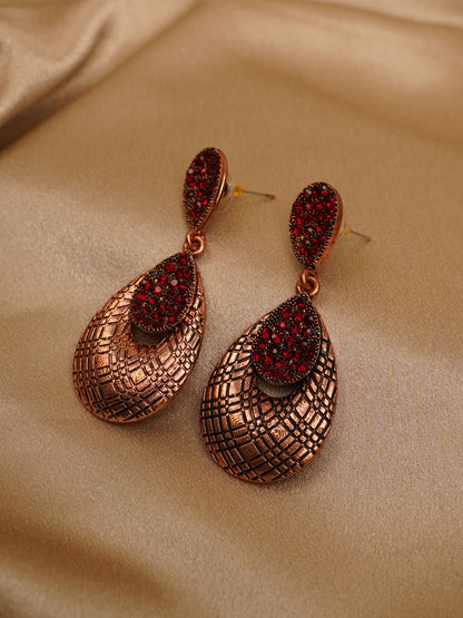 Crimson Mosaic Drop Earrings