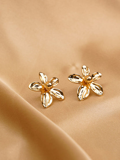 Golden Blossom Stud Earrings