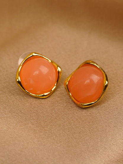 Coral Gleam Stud Earrings