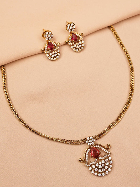 Ruby Peacock Necklace Set