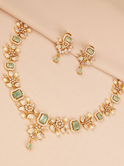Light Green Stone Bridal Necklace Set