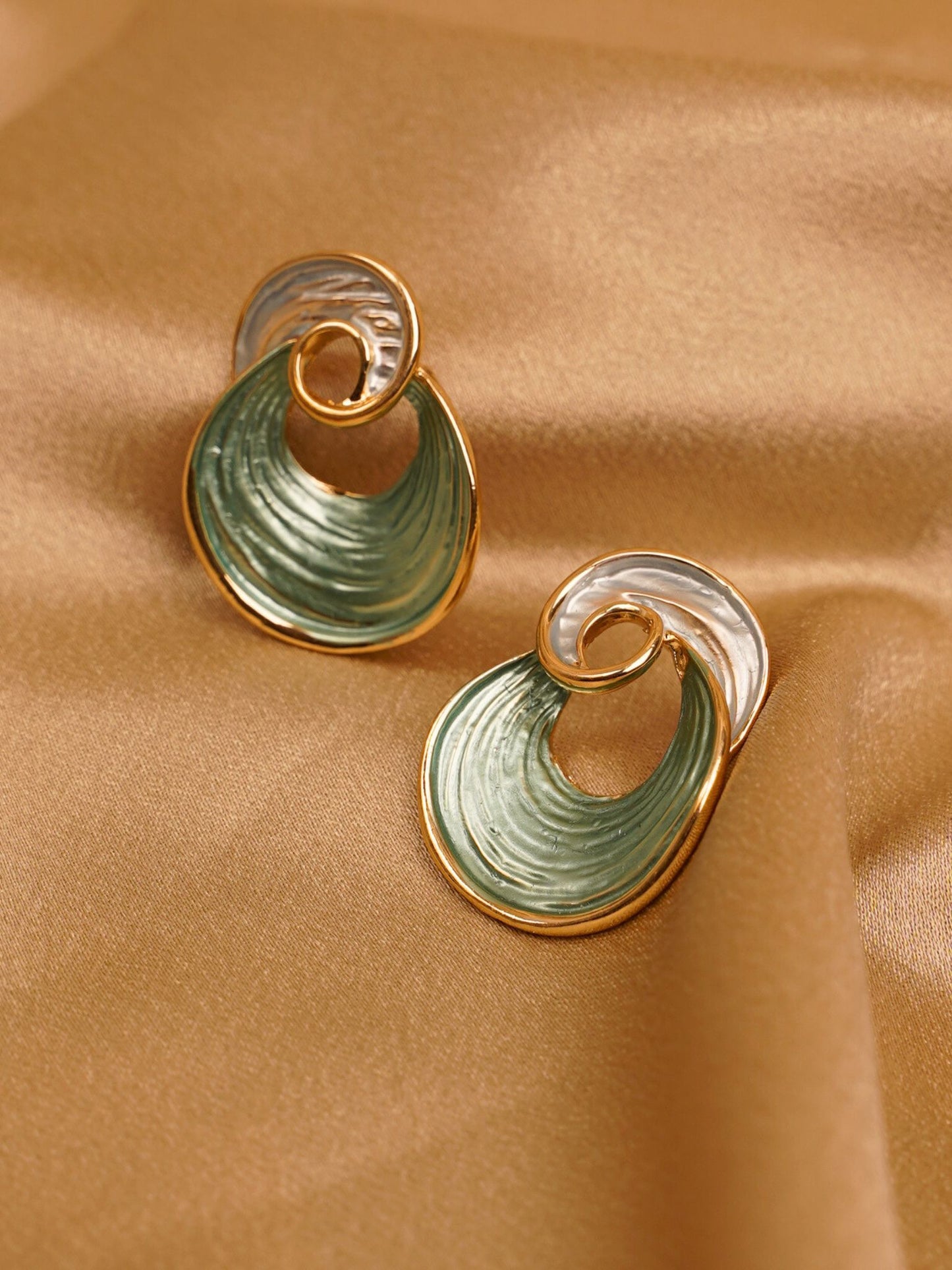 Sage Wave Spiral Earrings