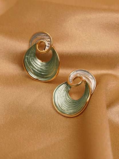 Sage Wave Spiral Earrings