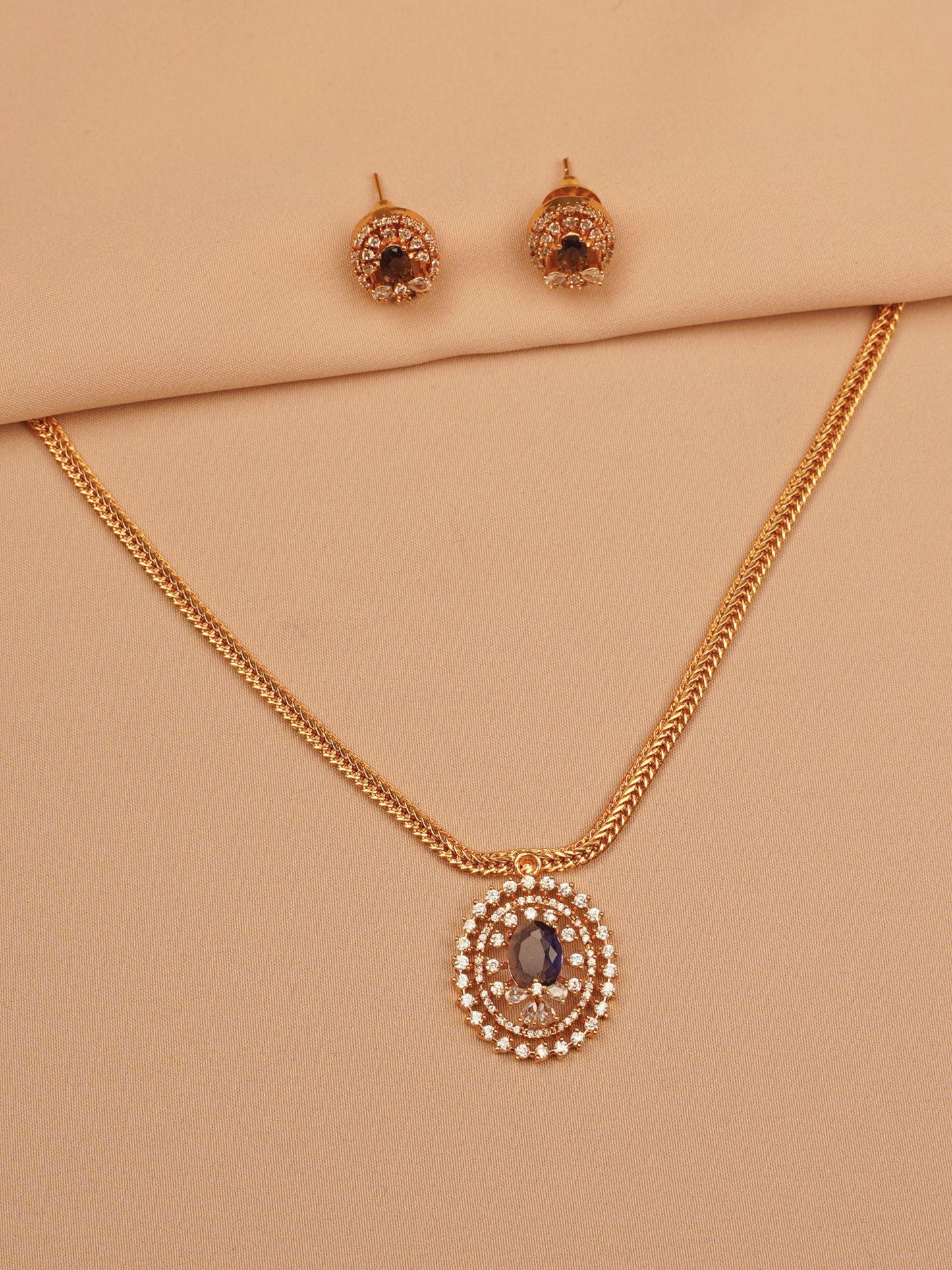 Purple Crystal Halo Necklace Set