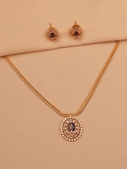 Purple Crystal Halo Necklace Set