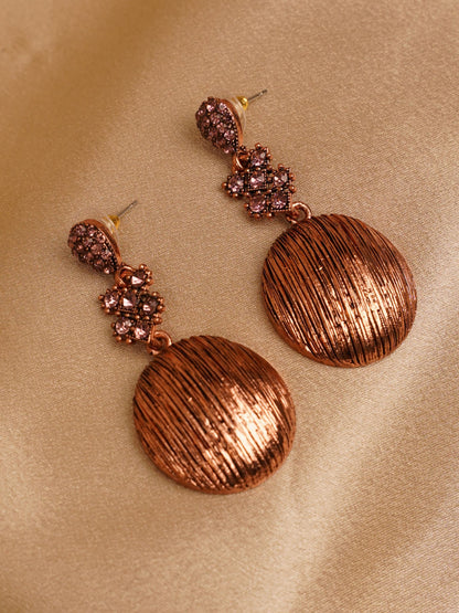 Copper Bloom Disc Drop Earrings