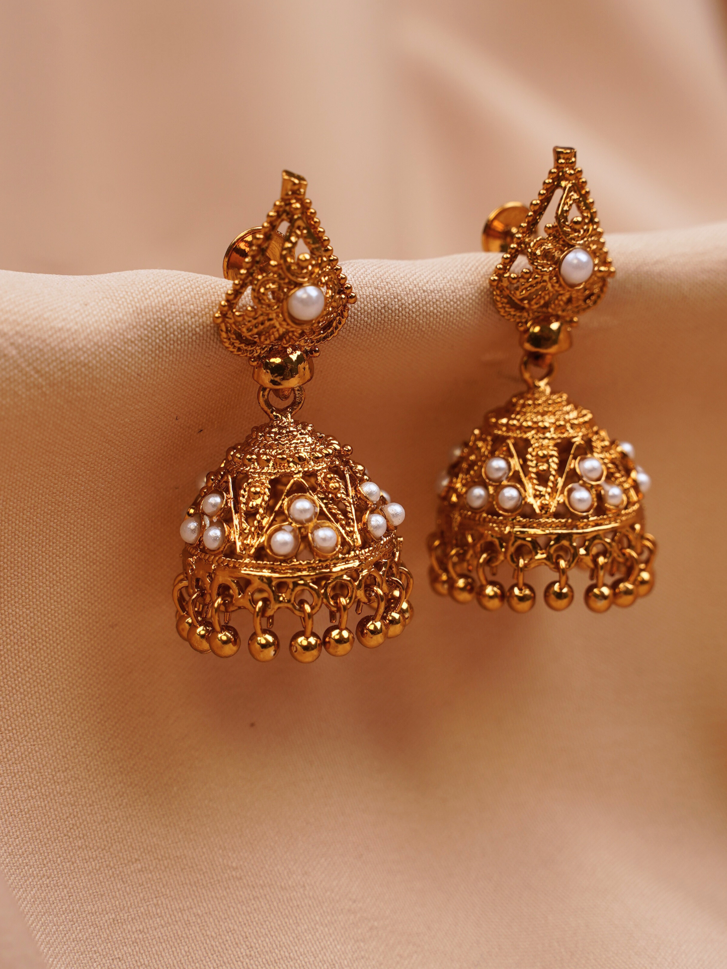 Pearl Royale Antique Jhumkas