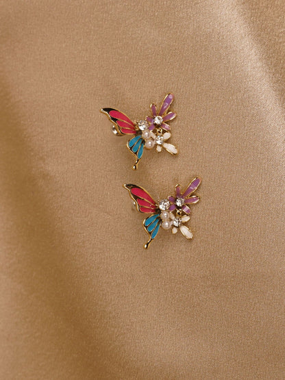 Rainbow Flutter Floral Stud Earrings