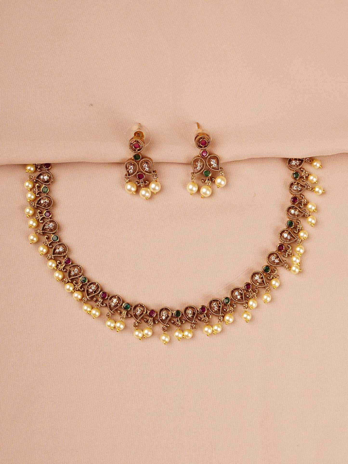 Ruby & Emerald Temple Necklace Set