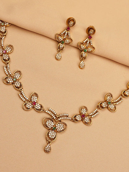 Floral Harmony Crystal Necklace Set