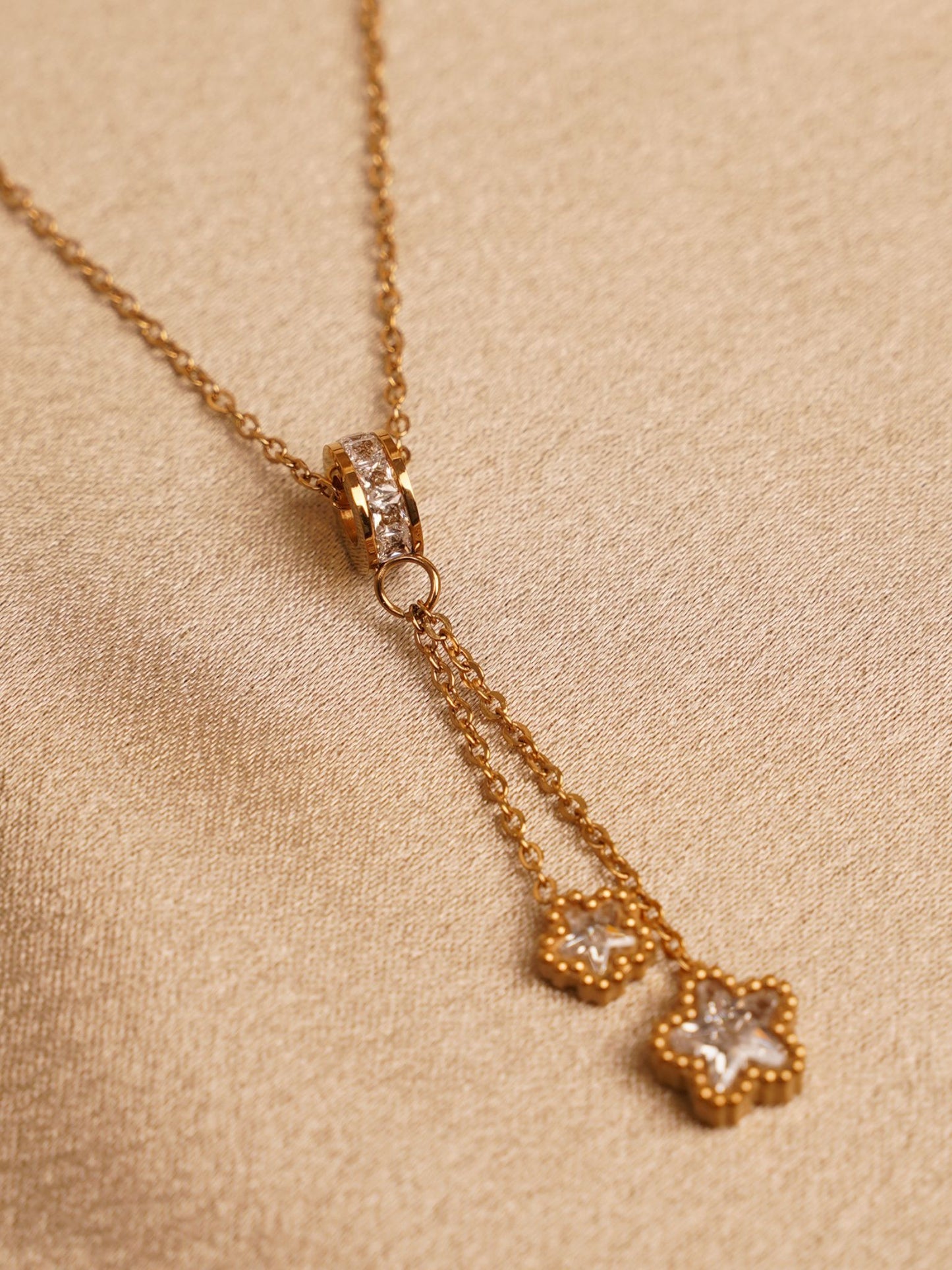 Twin Star Drop Pendant Necklace