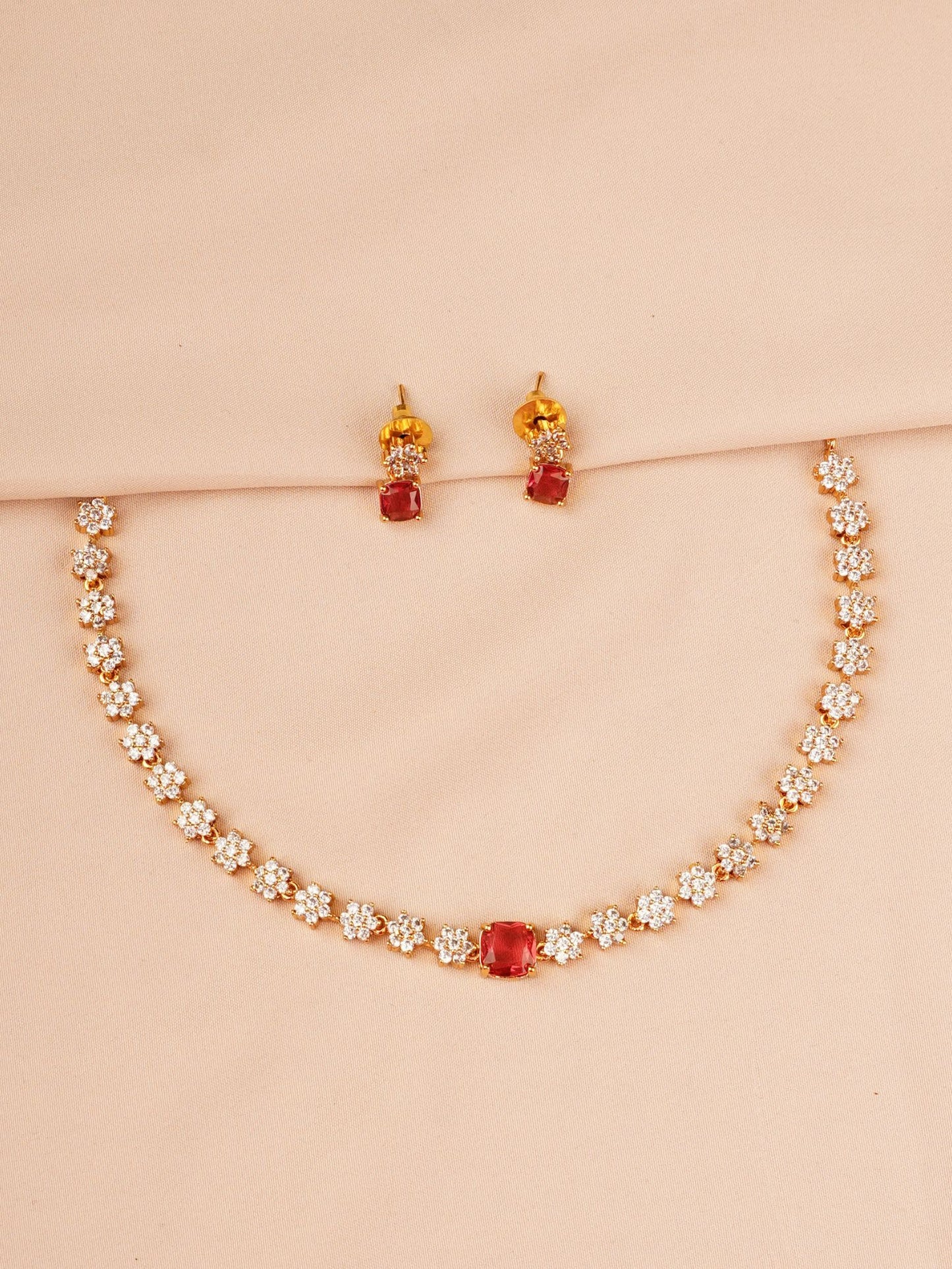 Ruby Bloom Crystal Necklace Set