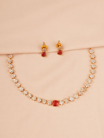 Ruby Bloom Crystal Necklace Set